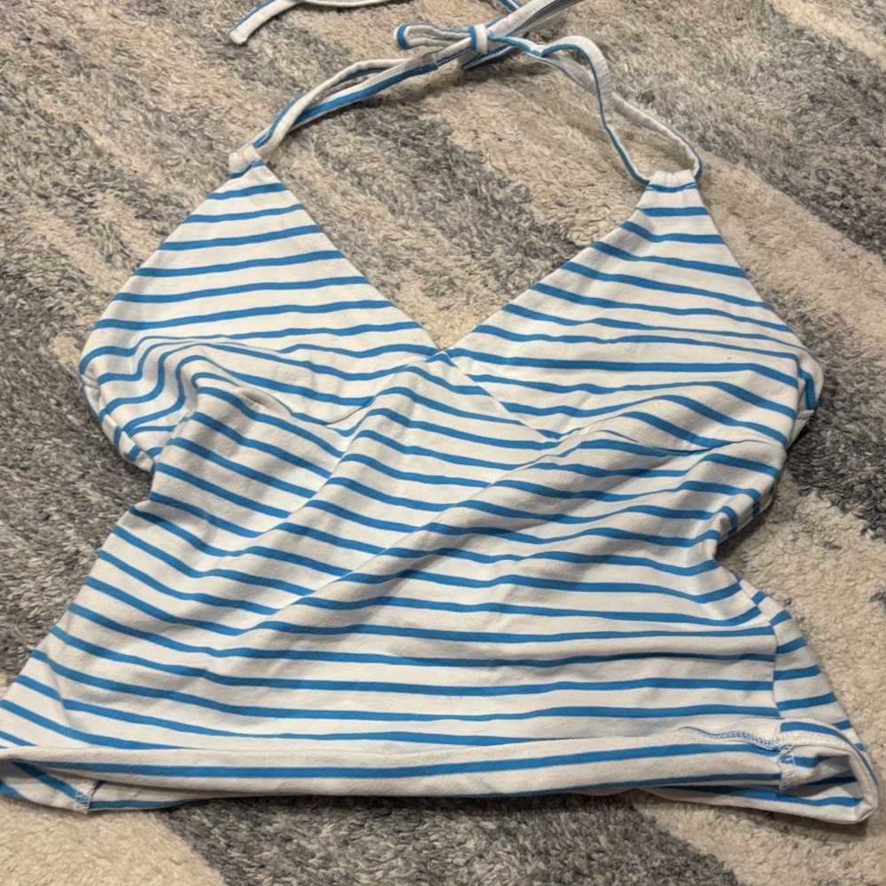 Blue and White Striped Halter Top